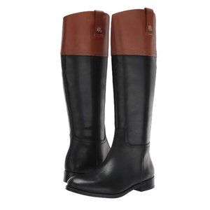 Lauren Ralph Lauren Black and Brown Barkston Knee High Riding Boots